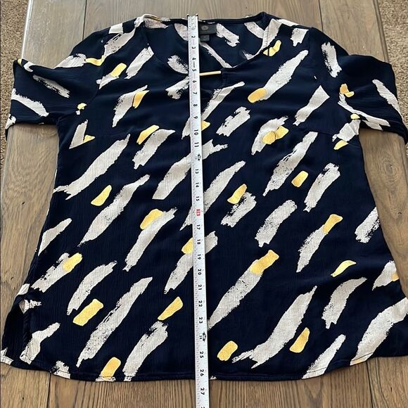 JM Collection Navy Tunic with Gold and White Patterns - Picture 7 of 7